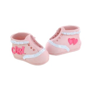 GEBOORTE TAARTTOPPER - ROZE BABY SCHOEN (2st.)