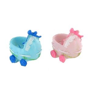 GEBOORTE TAARTTOPPER - KINDERWAGEN - ROZE/BLAUW (2st.)