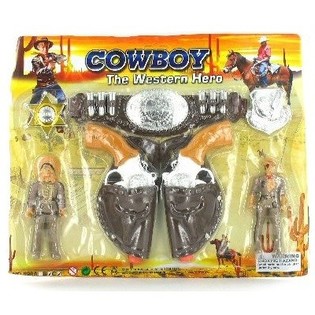 GROTE COWBOY SPEELSET OP KAART (3st.)