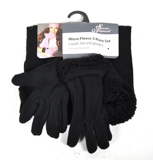 MICRO FLEECE SET 3-DELIG ZWART