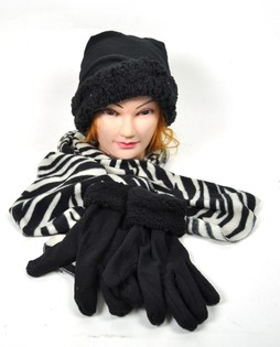 MICRO FLEECE SET 3-DELIG ZWART/WIT