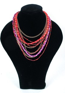 HALSKETTING IBIZA LOOK ROOD/PAARS (1st)