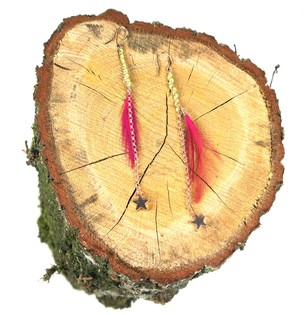 IBIZA OORBELLEN VEREN ROZE/GROEN (1st)