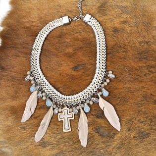 LUXE KETTING BEIGE/CREME KRUIS (1st)