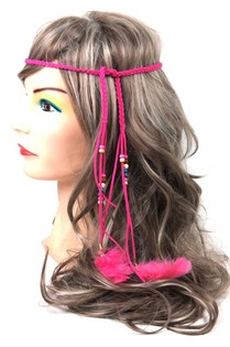 IBIZA LOOK HAARBAND MET KRALEN FUCHIA (1st)