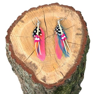 IBIZA LOOK OORBELLEN MET VEER FUCHIA (1st)