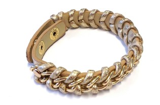IBIZA LOOK ARMBAND GEVLOCHTEN GOUD/BRUIN (1st)