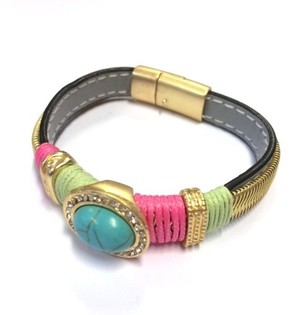 LUXE ARMBAND GRIJS/GROEN/TURQUOISE (1st)