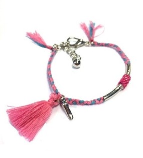 GEVLOCHTEN ARMBAND BLAUW ROZE (1st)