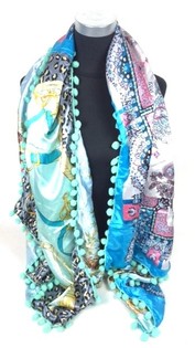 LUXE SJAAL 2-ZIJDIG MINT/BLAUW/BLOEM (1st)
