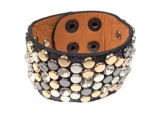 LUXE BREDE ARMBAND ZWART STUDS (1st)