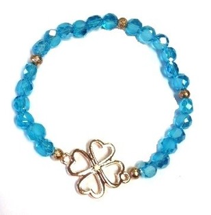 ARMBAND BLAUW MET KLAVER (1st)