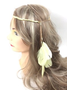 GEVLOCHTEN HAARBAND MET VEREN PASTEL GEEL (1st)