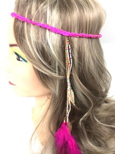 GEVLOCHTEN HAARBAND MET VEREN FUCHSIA (1st)