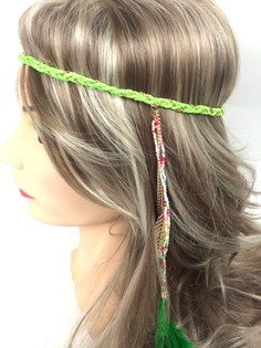 GEVLOCHTEN HAARBAND MET VEREN GROEN (1st)