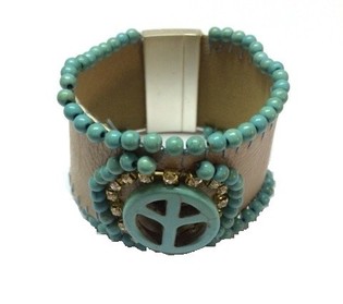 ARMBAND TAUPE/TURQUOISE PEACE (1st)