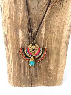 HANDMADE ORIGINALS KETTING MET BLUESTONE ROOD/BRUIN (1st)