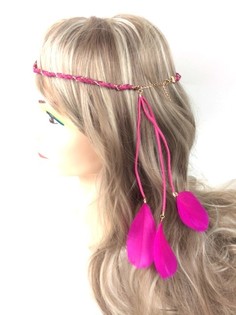 GEVLOCHTEN HAARBAND MET VEREN FUCHSIA (1st)