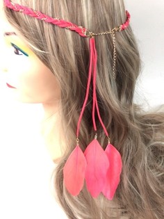 GEVLOCHTEN HAARBAND MET VEREN PEACH (1st)