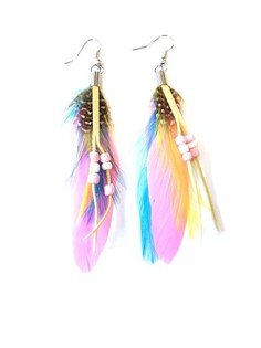 OORBELLEN MET VEER ROZE (1st)
