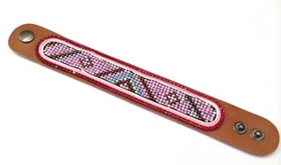LEDEREN ARMBAND AZTEK RODE STRASS (1st)
