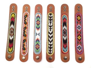 LEDEREN ARMBAND AZTEK MET STRASS MIX PAKKET (6st)