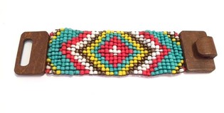 ARMBAND AZTEK HOUT SLUITING GEEL (1st)