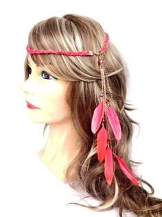 GEVLOCHTEN HAARBAND MET VEREN PEACH (1st)