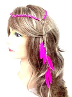 GEVLOCHTEN HAARBAND MET VEREN FUCHSIA (1st)