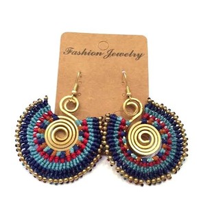 HANDMADE ORIGINALS OORBELLEN BLAUW/ROOD (1st)