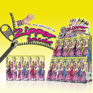 ZIPPER BRACELET / ARMBAND OP DISPLAY (96st.)