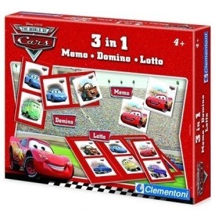 DISNEY PIXAR CARS 3 IN 1 SPEL - MEMO - DOMINO - LOTTO