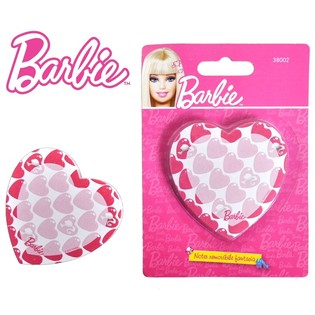 BARBIE MEMOBLOKJE IN HART VORM OP KAART (6st.)