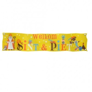 MEGA GROTE SINT & PIET WELKOM BANNER XXL 300 X 60 CM. (7st.)