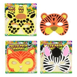 ASSORTIE FOAM DIEREN MASKERS OP KAART (18st.)