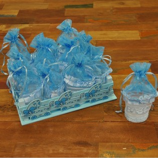 DECO KRAT MET 12 GESCHENKVERPAKKINGEN - BLAUW