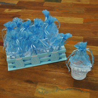 DECO KRAT MET 12 GESCHENKVERPAKKINGEN - BLAUW
