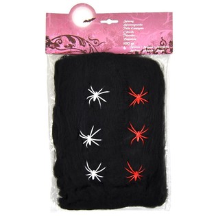 100 GRAM DECORATIE SPINNENRAG MET 6 SPINNEN - ZWART (6st.)