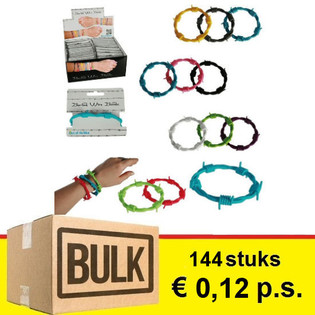 ***BULK AANBIEDING*** PRIKKELDRAAD ARMBANDEN IN DISPLAY (144st.)