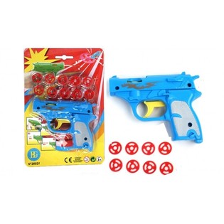 PISTOOL MET SCHIET SCHIJFJES  OP KAART (24st.)