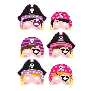 PIRATEN MASKERS VAN FOAM - MEISJES (24st.)