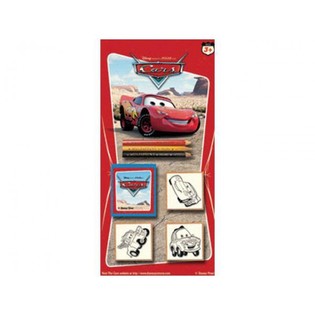 GROTE DISNEY CARS KLEUR EN STEMPEL SET OP KAART  (24st.)