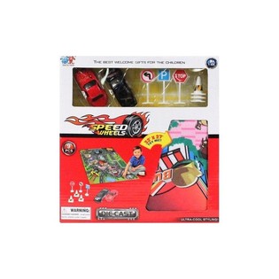 DIE CAST AUTO SPEELSET, INCLUSIEF SPEELKLEED  (6st.)