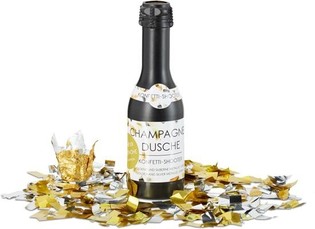 Champagnefles Confetti kanon  31 cm &ndash; Kleur:  zilver goud (4st.)