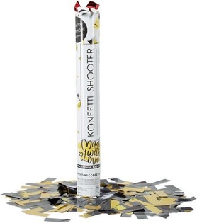 Confetti kanon &ndash; Kleur: Zwart-Geel - 40 cm - Partypopper (10st.)