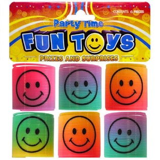 6 STUKS MINI SMILEY SPIRALEN &Oslash;3.5 CM. IN UITDEELZAK (6 ZAKJES.)