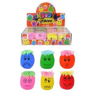 GROTE MOODY FACES GEKLEURDE KNEEDBALLEN / STRESSBALLEN  IN DISPLAY (12st.)