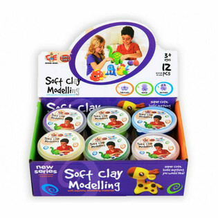 SOFT MOLDING CLAY / KLEINE KLEI POTJES IN DISPLAY (12st.)