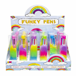 FLUFFY BALPEN MET 6 INGEBOUWDE KLEUREN - IN DISPLAY (24st.)