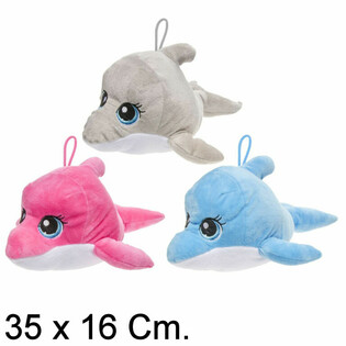 GROTE PLUCHE DOLFIJN, 35 CM - MIX KLEUREN (6st.)